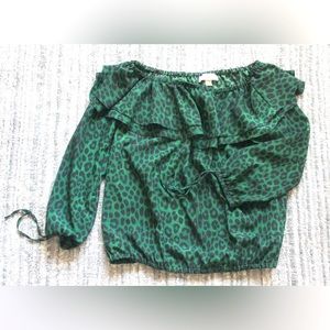 Michael Kors Cheetah Off the Shoulder Blouse, L